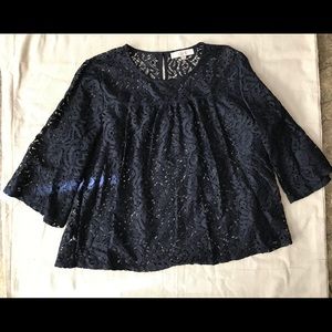 LOFT Navy peplum top